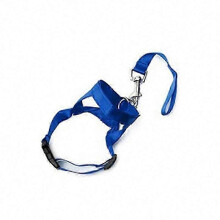 (Blue, S) Muilkorf voor honden in Halti-stijl, met verstelbare nylon riem voor het trainen van honden die trekken aan de riem.
