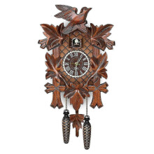 (CL303) Relógio de Cucco Madeira Design Floresta Negra, Pássaro Móvel Detalhes Entalhados, Parede