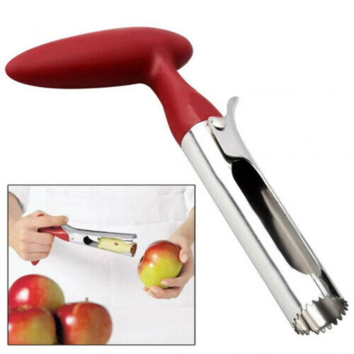 Stainless Steel Fruit Corer, Ergonomic Handle, Silver/Red, Kitchen Tool by Cozevdnt 1