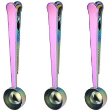 (Magic color) Koffieschepje met clip, 2-in-1 maatlepel van 304 roestvrij staal, 1 eetlepel, voor koffie, thee, eiwitpoeder, verpakking van 3