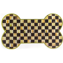 (Courtly Check) Courtly Check Pet Food Mat for Dog and Cat Bowls, Bone-Shaped Waterproof Spill Mat