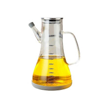 (transparent, 1000ml) Ölflasche aus Glas für die Küche mit tropffreiem Ausgießer, hitzebeständig, 12 x 21 cm, transparent champagnergrau