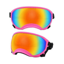 (Pink and color, S) Gafas para perros con protección UV, alta resistencia a los impactos y elástico ajustable para cachorros de razas grandes.