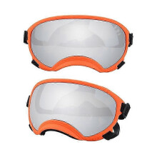 (Orange and Silver, S) Lunettes de soleil pour chien anti-UV, résistantes aux chocs et élastiques réglables, pour chiots et grandes races.
