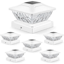 (6 Pack) Luz Solar de Topo para Poste de Jardim 8 Unidades LED 2 Modos Branco Quente Frio