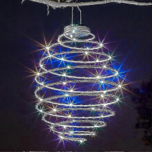 (Colorful) Wisząca spiralna lampa ogrodowa zasilana energią słoneczną, z ciepłymi, białymi diodami LED w kolorze miedzi