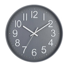 (Light Grey) Relógio de Parede Grande com Números Silencioso a Pilhas Plástico Redondo Design Moderno