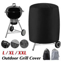 (Black, L(60.96cm x 72.39cm)) Grillabdeckung, wasserdichtes 190D-Polyester, kompatibel mit Weber-Grills, schwarz, Größen L, XL und XXL