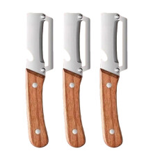(3pcs) Stainless Steel Vegetable Peeler, Wooden Non Slip Handle, 2-in-1 with Bottle Opener for Kitchen Camping Travel