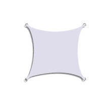 (White) Wasserdichtes Sonnensegel, 4 x 4 Meter, rechteckig, aus Polyester mit D-Ringen, Sonnenschutz für Garten, Terrasse, Pool, Parkplatz und Strand