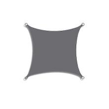 (Gray) Wasserdichtes Sonnensegel, 4 x 4 Meter, rechteckig, aus Polyester mit D-Ringen, Sonnenschutz für Garten, Terrasse, Pool, Parkplatz und Strand