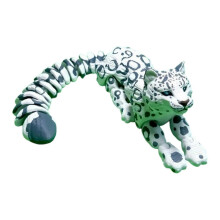 (snow leopard) 3D geprint realistisch luipaard beeldje, beweegbare gewrichten, decoratie voor kantoor desktop en boekenplank