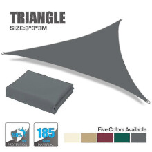 (Gray, 3*3*3m) Multi-size Triangular Shade Sail, Anti-ultraviolet, Breathable Waterproof HDPE Fabric for Outdoor Patio Garden Backyard Swimming Pool