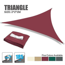 (Red, 2*2*2m) Multi-size Triangular Shade Sail, Anti-ultraviolet, Breathable Waterproof HDPE Fabric for Outdoor Patio Garden Backyard Swimming Pool