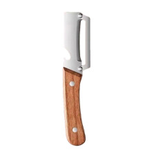 (1pc) Stainless Steel Vegetable Peeler, Wooden Non Slip Handle, 2-in-1 with Bottle Opener for Kitchen Camping Travel