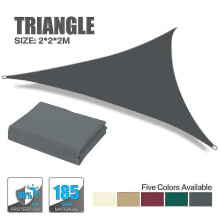 (Gray, 2*2*2m) Multi-size Triangular Shade Sail, Anti-ultraviolet, Breathable Waterproof HDPE Fabric for Outdoor Patio Garden Backyard Swimming Pool