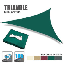 (Green, 5*5*5m) Multi-size Triangular Shade Sail, Anti-ultraviolet, Breathable Waterproof HDPE Fabric for Outdoor Patio Garden Backyard Swimming Pool
