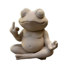 (Light Brown) Kikkerfiguurtje, speelse sculptuur van hars, middelvingergebaar, meditatiedecoratie voor thuis, kantoor, plank of buiten