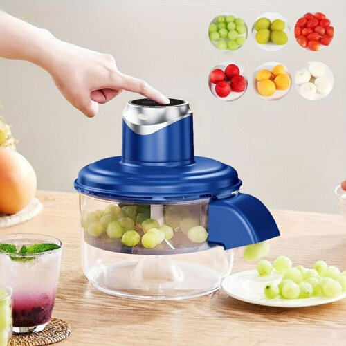 USB Rechargeable Automatic Fruit and Vegetable Spinner 1-10L Capacity Plastic Blue 1300mAh Battery Powered 1