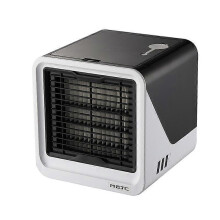 (Classic Black) Ventilador de Mesa USB Portátil com Tanque de Água e Luz Noturna para Casa Escritório