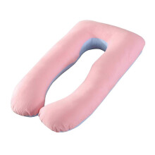 (Pink Blue, 70x130cm) Funda de almohada de algodón para almohada de maternidad en forma de U. Funda lavable para personas que duermen de lado.