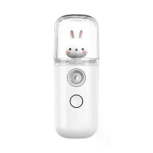 (White, Rabbit) Naisten ihon kosteusmittari nanosuihkuhöyrystin kasvojen kauneuslaite usb-ladattava kannettava ihonhoitotyökalu