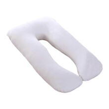(White, 80x140cm) Funda de almohada de algodón para almohada de maternidad en forma de U. Funda lavable para personas que duermen de lado.
