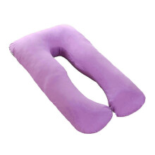 (Purple, 80x140cm) Funda de almohada de algodón para almohada de maternidad en forma de U. Funda lavable para personas que duermen de lado.