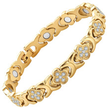 Bracelet trèfle magnétique doré pour homme, cadeau de Noël idéal, élégant et porte-bonheur
