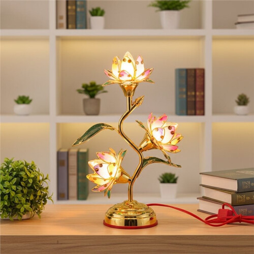 Plug in Electric Lotus-Lantern Long-Lasting Led: -Efficient Table Decorative Lamp Vibrant Multi-Color US Plug 1