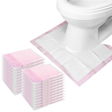 30-Pack U-Shaped Disposable Toilet Mats for Potty Training, Non-Slip Absorbent Floor Protectors