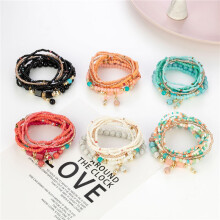 (Hulan) Bohemian Style Turquoise Stone Beads Handmade Bracelet & Pendant Jewelry