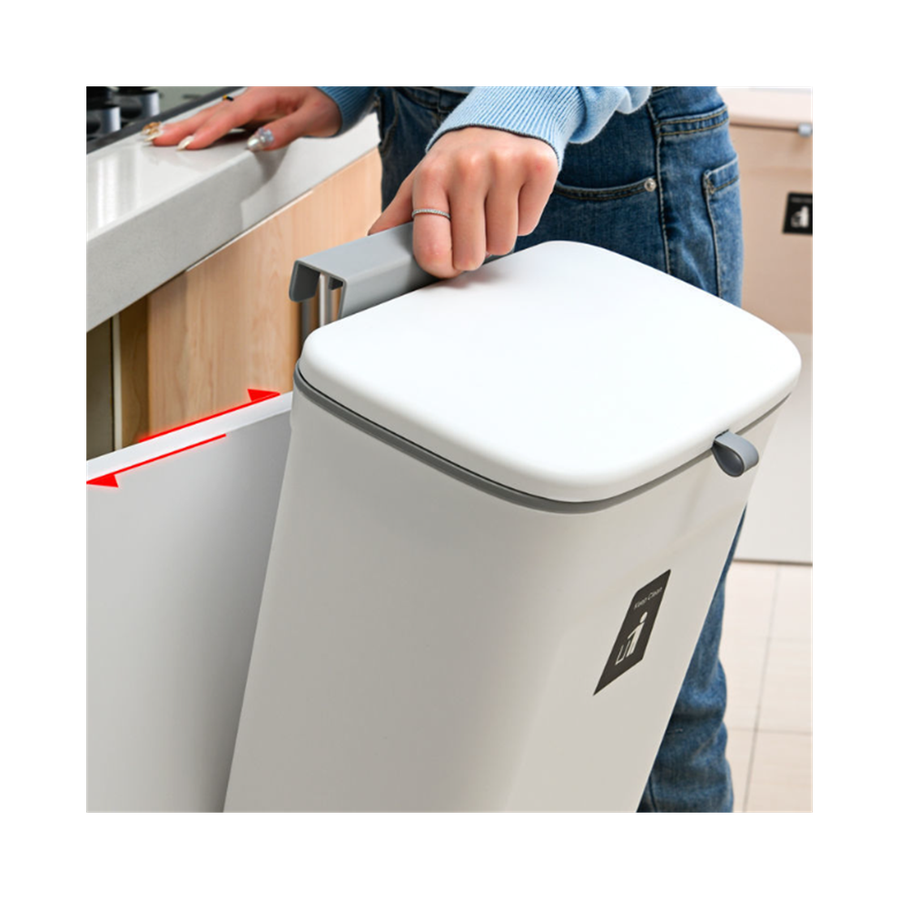 (Grey Small) Kitchen Trash Can Kitchen Waste Bin Large Capacity Kitchen Recycling Garbage Basket 115295244272