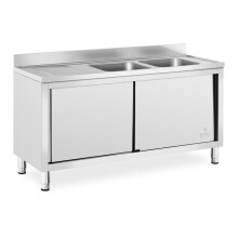 Plonge inox sur meuble 2 bacs acier inoxydable - 400 x 400 x 250 mm professionnelle 14_0005016