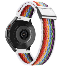Banda Maighnéadach Níolóin do Samsung Watch3, Banda Spóirt Braidithe le Slat Earraigh Scaoilte Tapa, Búcla Cruach Dhosmálta Inchoigeartaithe