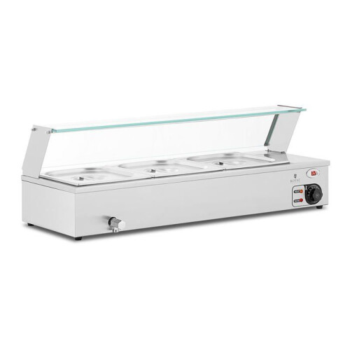 Bain-marie - 2,000 watts - 3 x GN 1/2 - robinet de vidange - couvercle