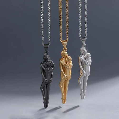 (Gold) Unity Necklaces for Him and Her Collar De Abrazo Pack 1