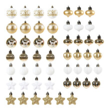 For Family Christmas Decor Set:52 Hanging Ornaments, Plastic Balls, Five-Pointed Stars, Painted Christmas Tree Pendants