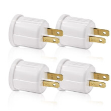 Outlet to Socket Adapter,Convert Outlet to Light Bulb Socket, Polarized 2-Prong Outlet to E26 Screw Base 4Pack US PLUG