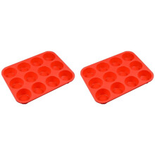 2x12 Cups Regular Silicone Cupcake Pan, Non-Stick Silicone Perfect for Making Waffles, Cakes, Tarts, Breads