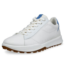 (UK 7.5, White/Federal Blue) Ecco Mens Street Vibe Lace Up Waterproof Spikless Leather Golf Shoes