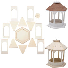Fun Express DIY Unlackierte Holz-Gazebo-Vogelfutterspender - Macht 2