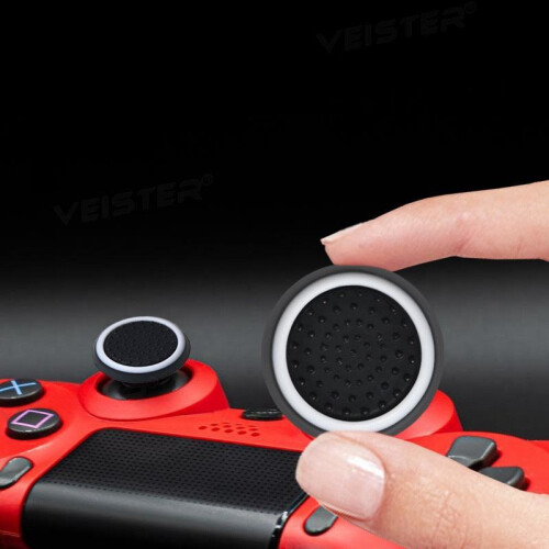 (Black with Blue Ring) 20x Analog Controller Thumbstick Grip Caps for PS4, Xbox One, 360 1