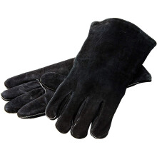Lodge 18" Leren Buiten Kookhandschoenen - Hittebestendige Handschoenen voor Gietijzeren Koken, Zwart