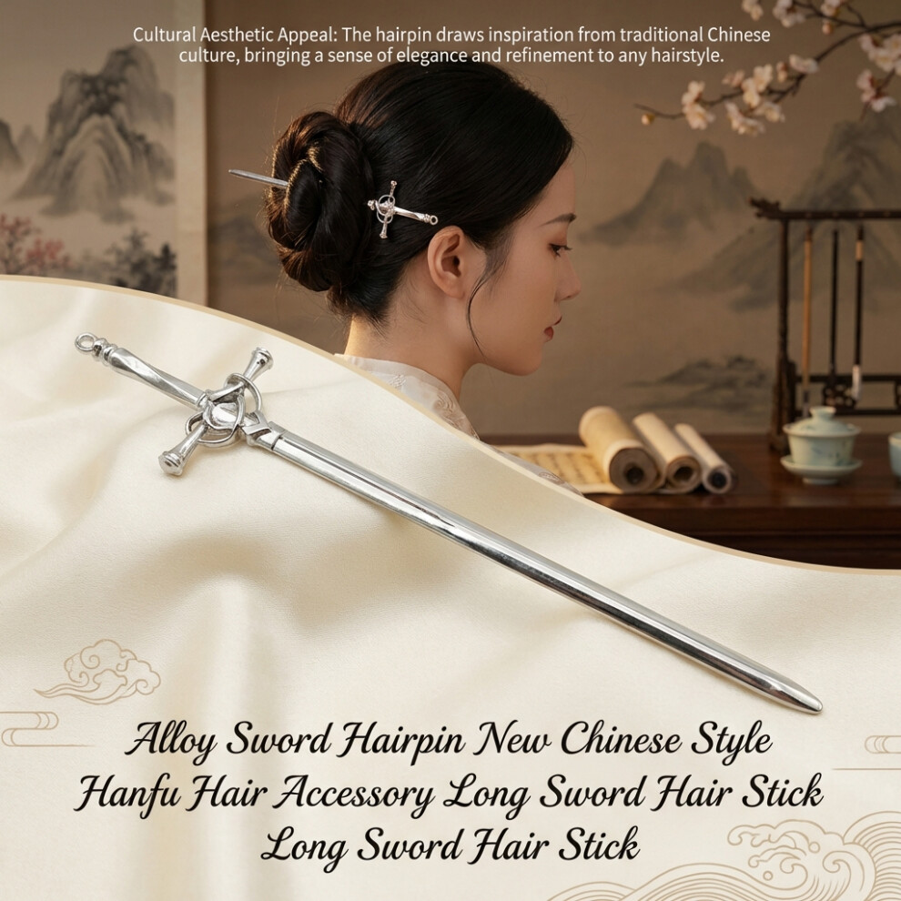 Dachuang Beauty (Silver) Hanfu Sword Hairpin - Alloy Hair Stick