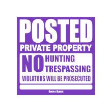 Cartel de Propiedad Privada Púrpura para exteriores - 11" x 11" 50 por Paquete resistente al agua