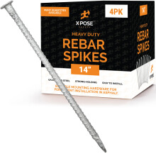 Rebar Stakes - 35 cm Metallspikes für Asphalt 1,3 cm Durchmesser - 4er Pack Schwerlast Erdspikes