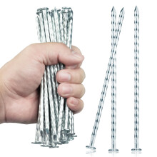 EISENSP 6.3-Inch Galvaniserade Starka Landskapsstolpar, (150-PACK) Spiral Metal Turf Spikar