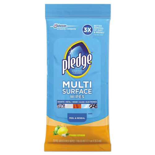 Pledge Multisurface Wipes, Fresh Citrus, 25 Wipes Per Pack (12 Packningar)