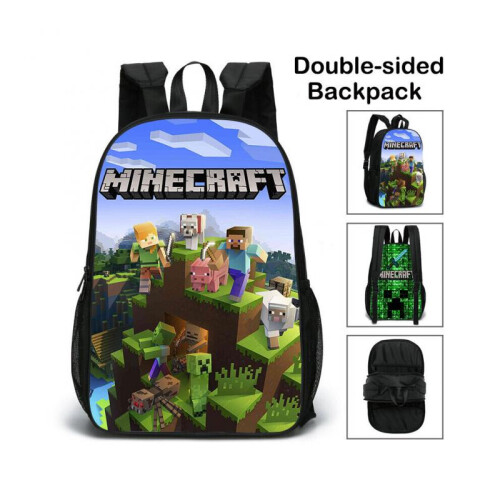 (C2) (C1) Minecraft School Bag Double-sided Backpack Kids Gift 1